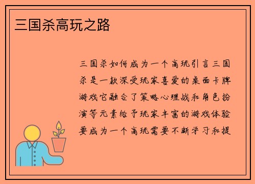 三国杀高玩之路